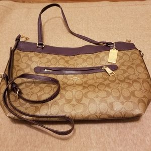 Brown coach logo tote